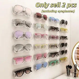 Wall-Mounted Eyeglass Holder, No-Drill Sunglasses Display Rack, Display Only, Space-Saving Glasses Organizer, Ideal for Home & Office Use