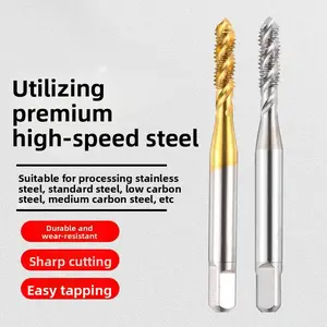 CIHORD Super Hard White TIN Yellow Titanium Spiral Flute Taps, Metric UNC UNF BSP Thread Taps, High Cobalt HSS Steel, Special for Iron Steel Stainless Steel, Industrial Machine Tapping Tools Wear Resistant（1）