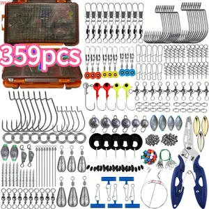 251/201/150 Multi-Specification Portable Full Set of Fishing Accessories, including sinkers, sliding knots, carbon steel hooks, and more. A complete gift-worthy fishing accessory kit, featuring portable fishing gear with a convenient tackle box for easy u
