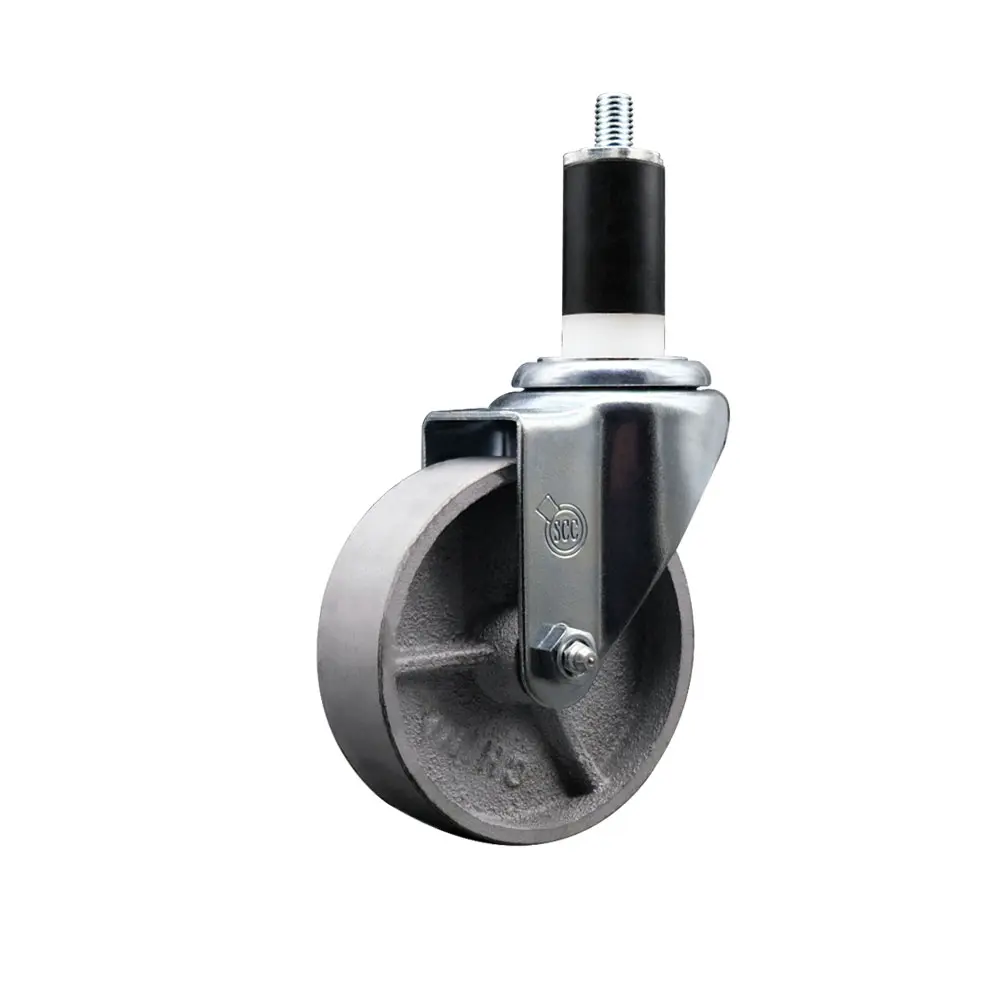 212 MAIN SCC-EX20S415-SSR-138 Swivel Metal Caster, Semi Steel Cast Iron Expanding Stem, 4 x 1.5 in Silver Roller Bearing Wheel, 1.38 in Diameter Stem, 300 lbs Capacity, Casters, Shop Projects