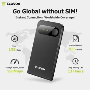ECOVOX Global Portable Mini WiFi Hotspot Stay ConnectedAbroad No SlM Needed 13-Hour Battery Connect 9 Devicesat Once Perfect for Travel, Renters, Business & Study Abroad