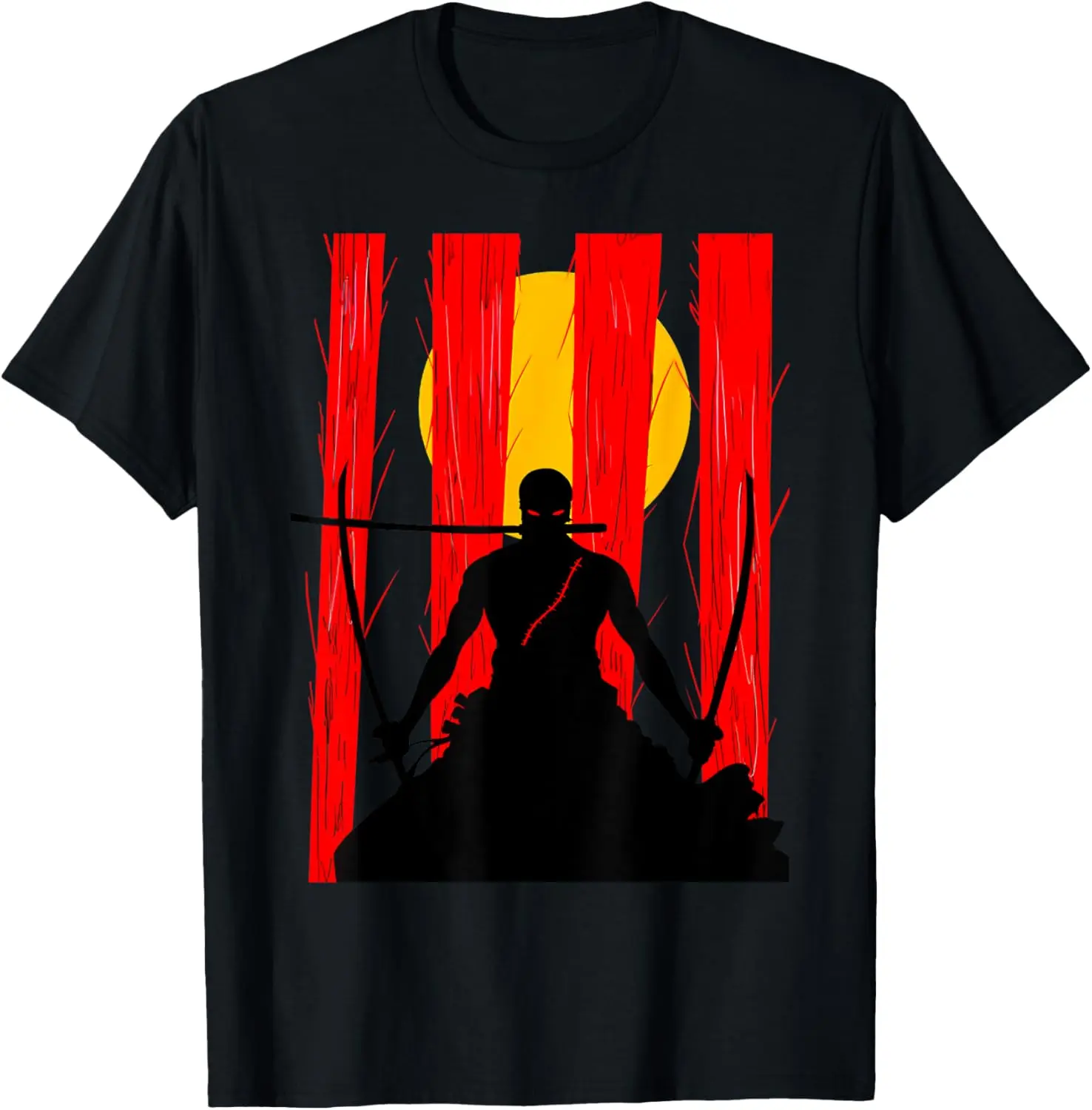 100%cotton Japanese Retro Art Zoro Anime Graphic T-Shirt