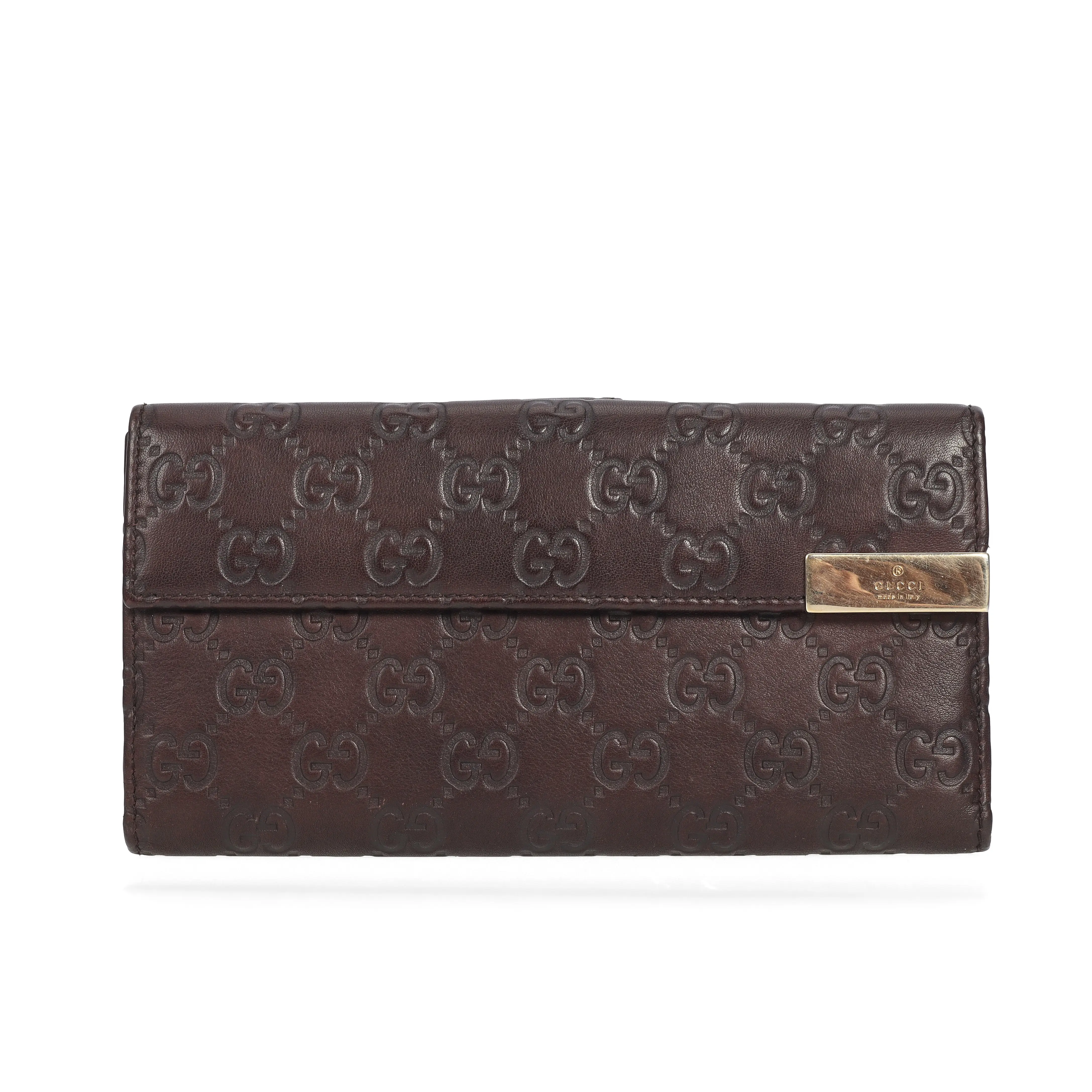 Pre-owned GUCCI Calfskin Long Wallet Guccissima Brown Leather Wallet 71323502