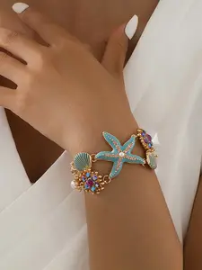 Hawaiian Style Colorful Starfish Shell Pearl Bracelet, Bohemian Wind Jewelry, Summer Fashion Accessory, Unique Gift Idea, Bohemian Bracelets