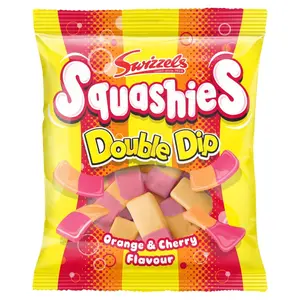 Swizzles Squashies Double Dip Orange & Cherry Flavor 5 Ounce Peg Bag Fun Gummy Candy Snack Sweet US