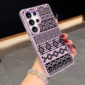 Mexican Aztec Mayan Borders Pattern Phone Case For Samsung Galaxy S25 S24 S23 Ultra - Stay Clear Anti-Yellowing |  Soft TPU Bumper Cover, Ultra-Thin Shockproof Protection, Precise Fit Minimalist Jelly Case Gifts for Men Women