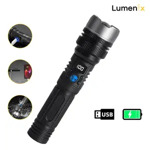 2-in-1 Strong Flashlight (Power Bank)，Digital display of power, Rechargeable，Zoomable, , X4Waterproof, Adjustable Brightness Flash Light for Outdoor, Emergency, Camping Accessories，Black Fathersdaygift