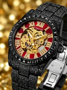 A men's high-end full diamond steel strip festive gift, daily decoration, casual and handsome fully automatic mechanical watch, Stainless Steel Watch, Automatic Watches