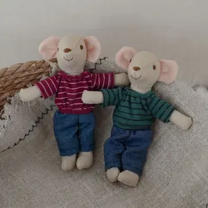 Cute Nordic Style Mini Dolls, Educational Mouse Toy, Enlightenment Mouse Plushie, Hand Puppet Playhouse Doll, Christmas Halloween Gift, Soft Stuffed Doll