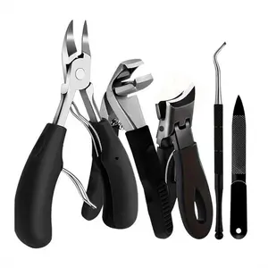 5-Piece Stainless Steel Toenail Clippers Set, Thick Toe Nail Trimmer, Pedicure Tools, Cuticle Pusher, Foot Care Kit