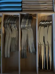 8 Set Silverware 40 Piece Flatware Cutlery Set Stainless Steel Luxury Square Tableware