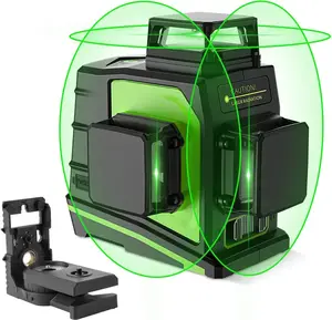 Huepar-3D, 3 x 360 Crosshair Green Beam Auto-Leveling Laser Level, Three-Plane Leveling and Alignment Tool, Magnetic Pivoting Base, Two 360 Vertical Lines, One 360 ​​Horizontal Line, Magnetic Pivoting Base