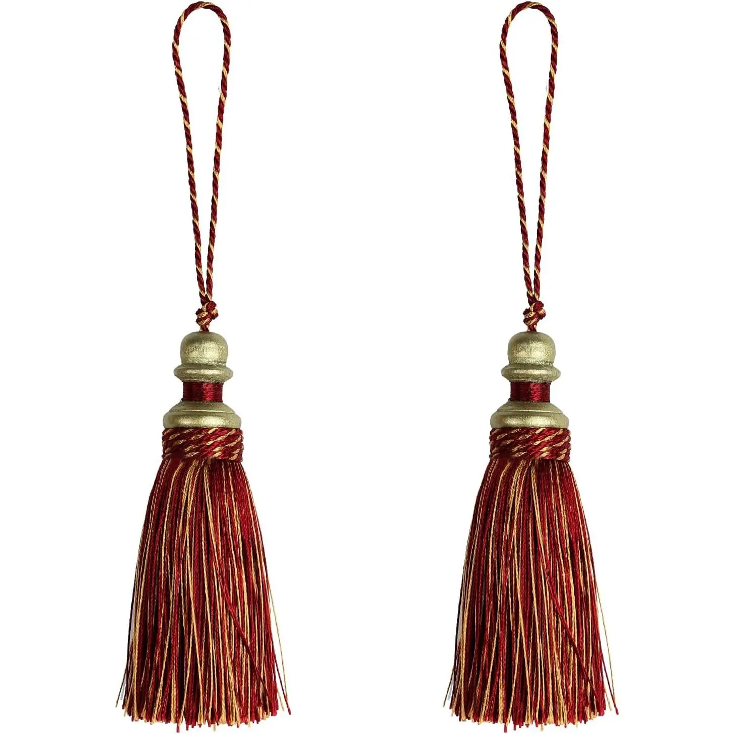2 Pack Tassel Key Tassel with Loops, Handmade DIY Accessories for Home Decoration (Mix Red)