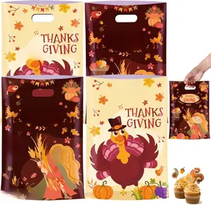 40 Pcs Thanksgiving Treat Bags with Handles - Goodie Bags, Cute turkey Plastic Candy Bags for Party Favors Supplies (Thanksgiving)