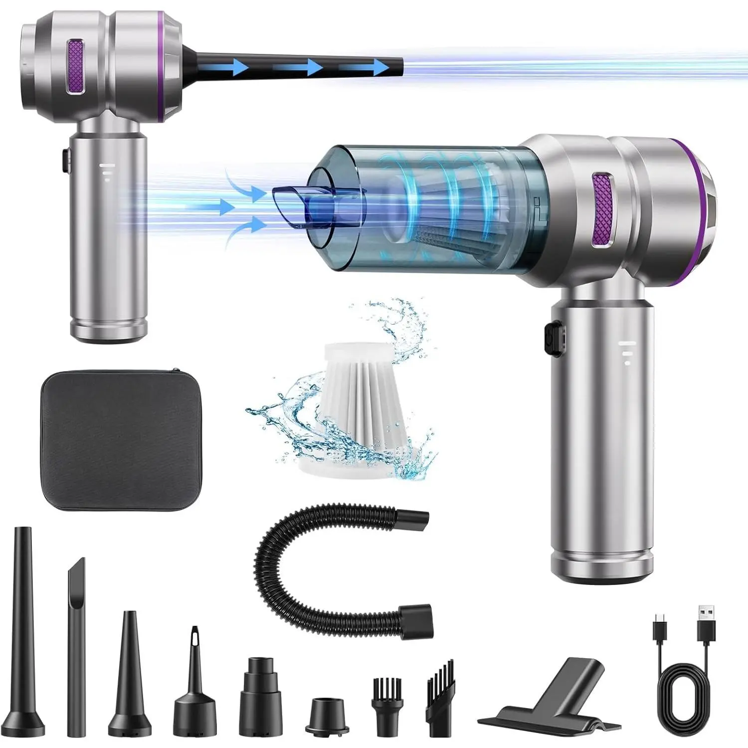 Handheld Vacuum Cordless,  Vacuum Cleaner with Brushless ,  Suction Vacuum &  Dusters with LED Light, Type C Port,  Mini Portable Hand Vacuum Blower for ,