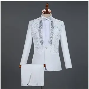 Luxury Embroidered Suits 2 Pieces - 1 Button Print Dinner Tuxedo Jacket & Trousers, Elegant Blazer & Trousers, Suit for Weddings - Menswear, Formal. Size Small
