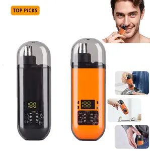 Unisex nose hair trimmer, rechargeable trimmer with LED display, waterproof dual-blade design, and multifunctional grooming accessories
