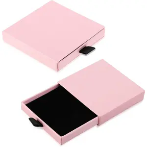 2 Pack Cardboard Jewelry Gift Boxes, 2.9x3.1x0.7Inch Small Gift Boxes for Bracelets Earrings Necklaces Jewelry Gift Pink