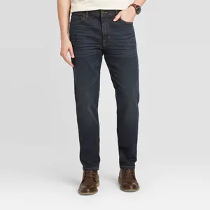Men's Slim Fit Jeans - Goodfellow & Co Indigo 42x32: Midweight Denim, Stretch Fabric, Mid Rise, Fly Button and Zipper Closure