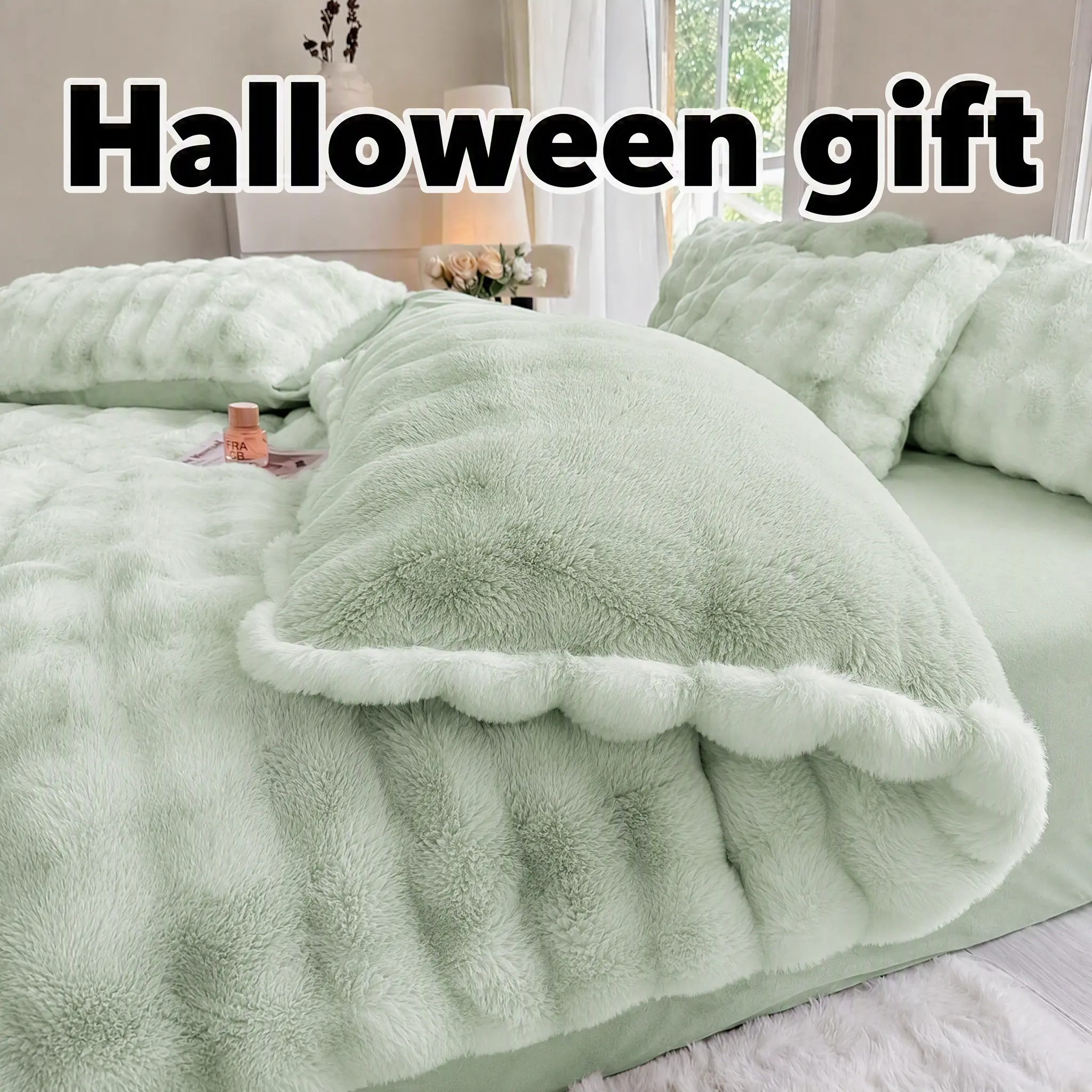 Cosybay 1-Pack Extra-Thick Super Warm Bright Green Bubble Texture Soft Plush Cashmere Blend Blanket, Machine Washable Camping Sleeping Gear for Kids, Snuggle Time Home Couch Use, Multiple Colors & 2 Sizes 【Back to School】