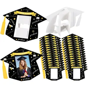 Novabright 30 Pcs Graduation Paper Picture Frame 4 x 6 Inch Graduation Photo Centerpiece for Table Class of 2026 Grad Cap Photo Display with Stand Congrats Grad Party Supplies Ceremony Party Gifts