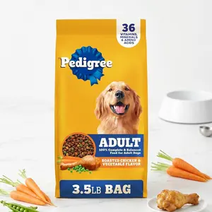 Pedigree Adult Dry Dog Food - Complete Nutrition, Roasted Chicken & Vegetable Flavor, 3.5 lb Bag