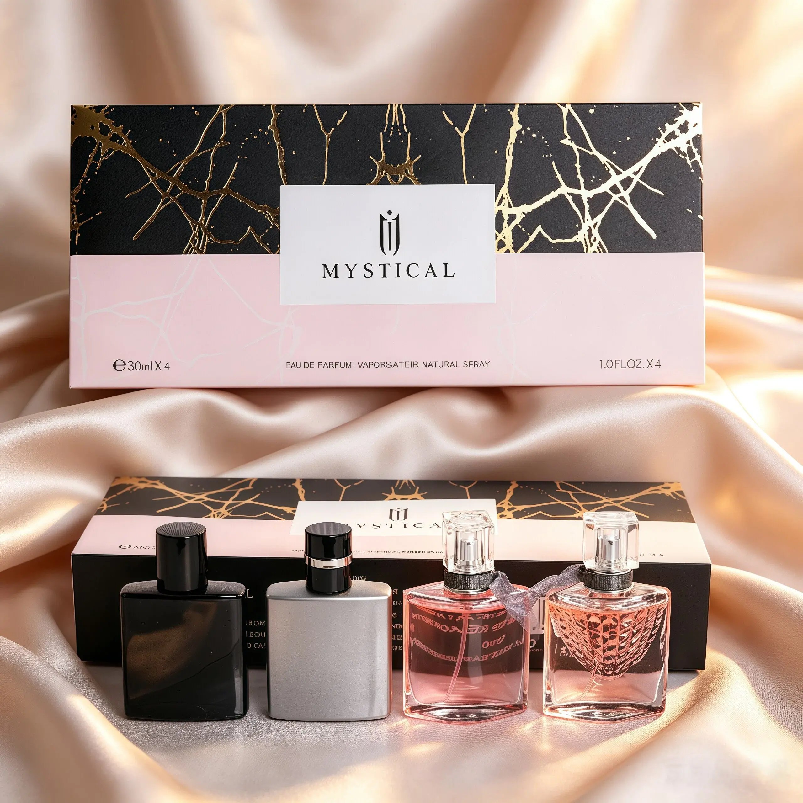 Mystical Couples Fragrance Gift Set, 4 Bottles 30ml EDP – 2 Unisex, 2 Women’s Long-Lasting Natural Floral, Woody, Citrus & Vanilla Scents, Luxury Portable Travel Perfume Kit for Daily Wear & Summer Gifting