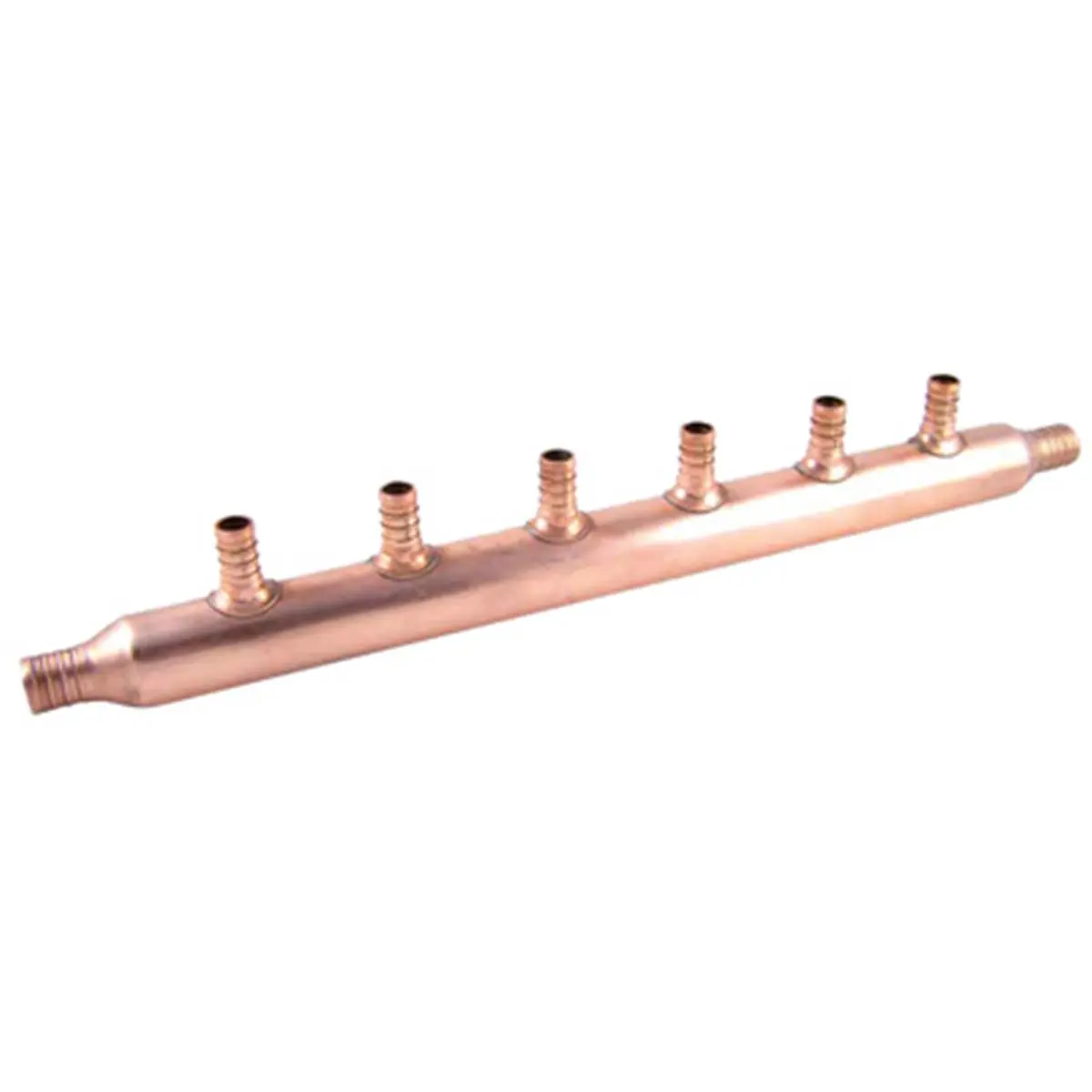 212 MAIN Cash Acme 22788A Copper Water Distribution Manifold - 0.75x0.75 in, 0.75 in Barbed Ends, 6 Port Open, Clamp & Crimp Compatible with PEX Pipes