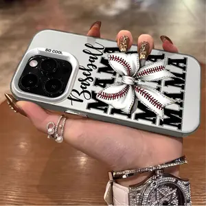 Baseball Mama Pattern Case for iPhone 15 16 14 Pro Max 13 12 11 XR XS Plus Shockproof Drop Protection Durable PC Smartphone Cover