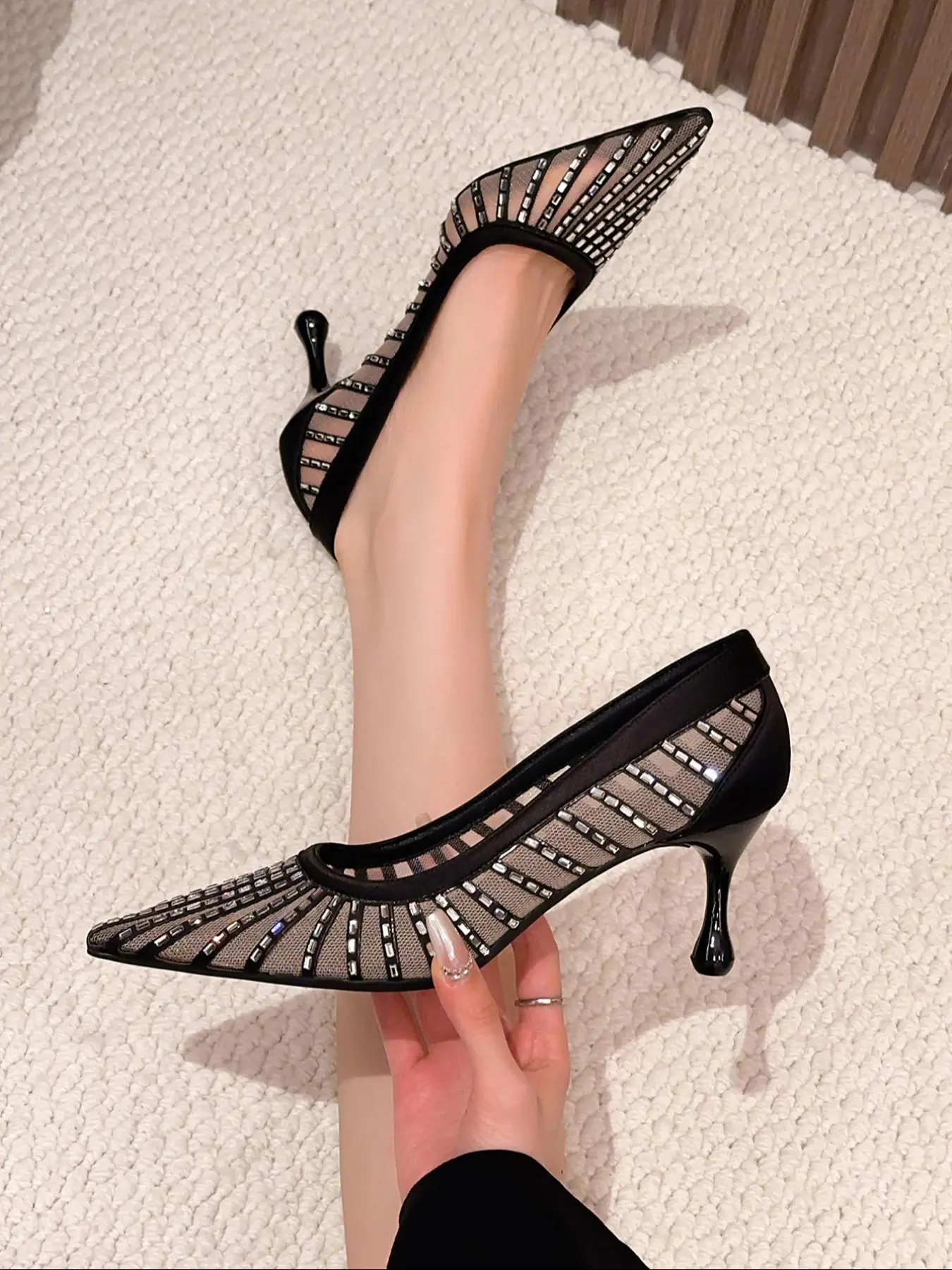 Women's Elegant Stylish Fashion Stiletto High Heel Shoes, Pointed Toe PU Leather Design, Perfect for Spring & Fall Commuting Workwear, Pointed Toe Footwear
