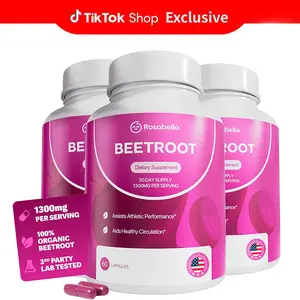 【BUY 3 GET 1 FREE】Rosabella Organic Beetroot Capsules (1300mg) for Blood Flow & Heart Health