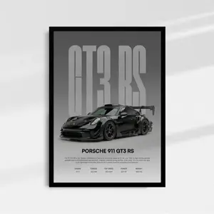 Porsche 911 GT3 RS Poster, Luxury Sports Car Wall Art, Supercar Aesthetic Print, Racing Car Decor, Gift for Car Lovers Room Garage Setup (No Framed)