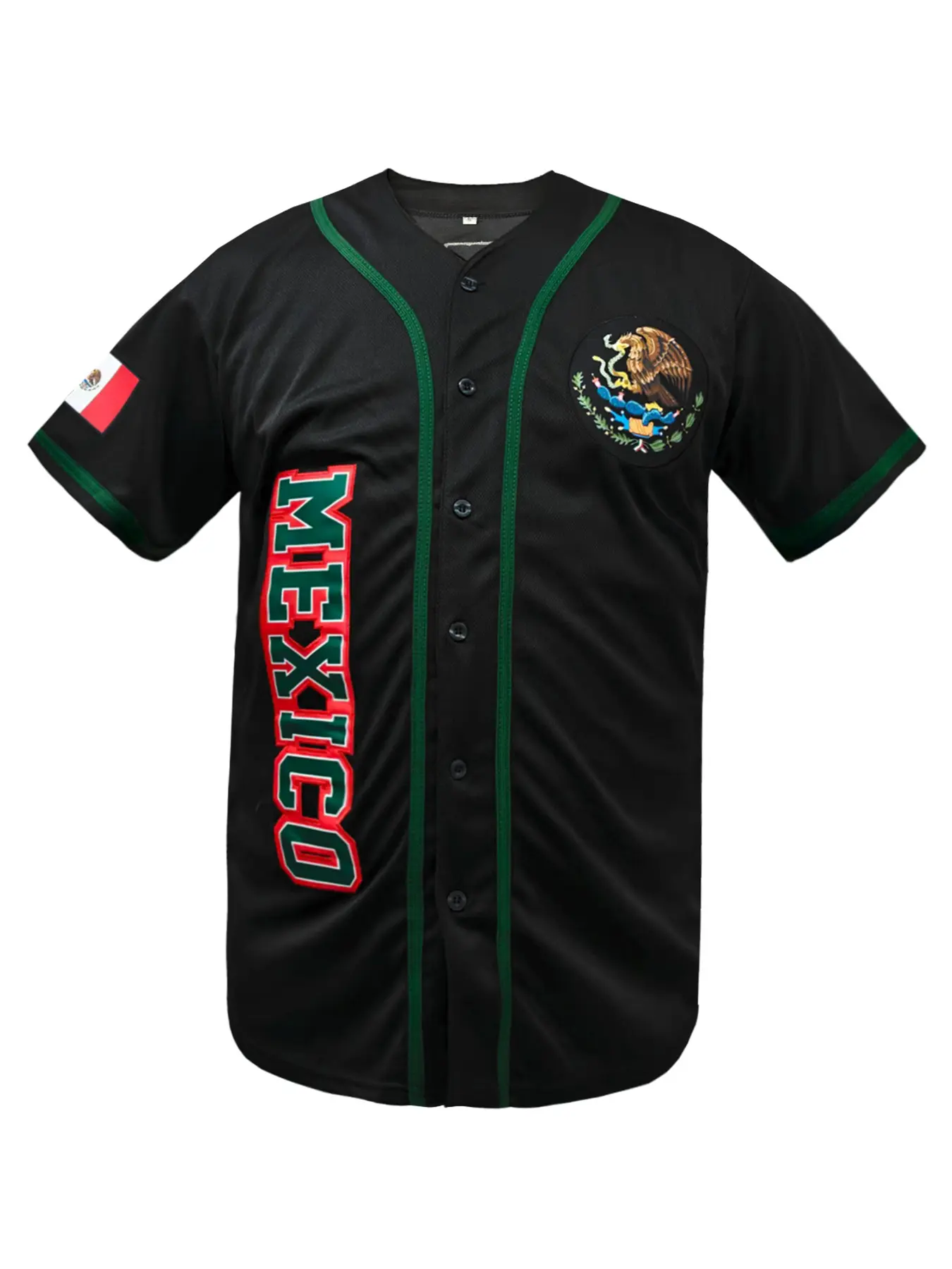 Men's Mexico Stitched Baseball Jersey, Sports Style Jersey, Breathable V Neck Short Sleeve Baseball Shirt Loose Fit Breathable Sportswear,Unisex Design for Outdoor Sports All Seasons Wear Embroidered Sportswear Top, Sports Clothing
