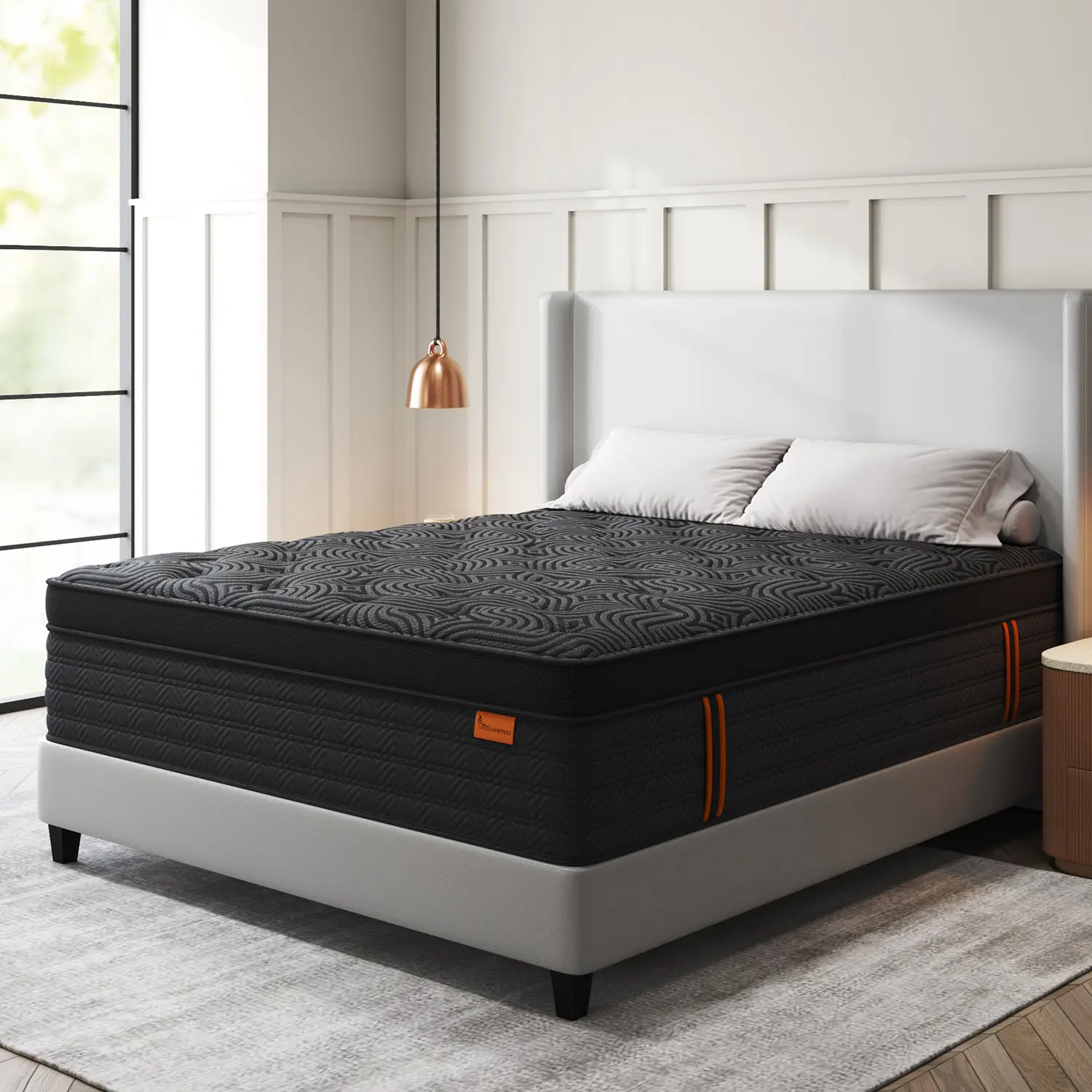 9"12"14" Gel Memory Foam Hybrid Pocket Spring Twin Full Queen King Mattress In A Box, Euro Top Mattresses Medium Firm For Motion Isolation, Edge Support