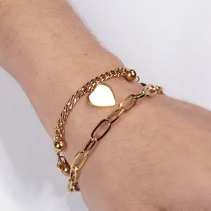 Heart Charm Layered Bracelet
