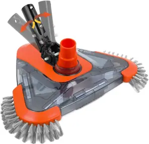 Pool Vacuum Head with Side Brush, Universal Steering Handle & Rotatable Hose Adapter, Weighted Pool Brush Vac Safe for Vinyl Liner Pool, for Inground & Above Ground Pools