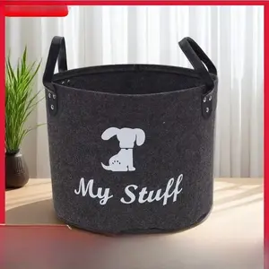 Pet Felt Storage Bucket Thickened Basket, Dog Toy Snack Organizer, Durable Pet Supply Container, Ideal for Organizing Pets' Essentials