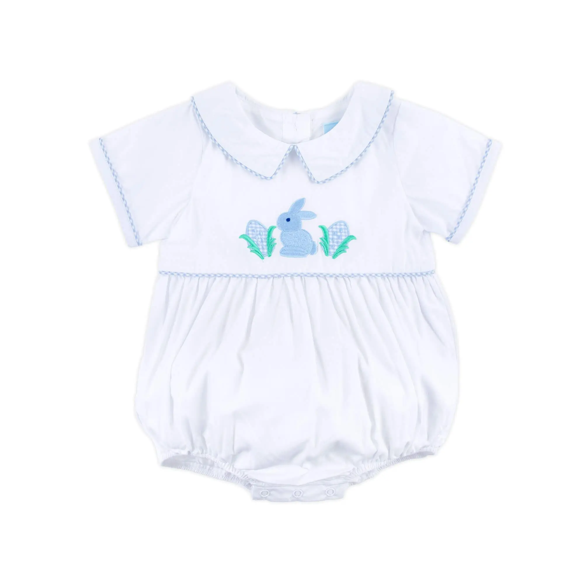 Precious Easter Eggs White Collared Bubble - Embroidered Easter Outfit for Baby & Toddler Boys