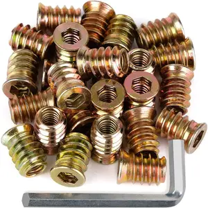 40 count  1/4"-20 x 15mm Furniture Screw in Nut Threaded  Inserts Bolt Fastener Connector Hex Socket Drive for  Furniture Assortment (with Hex Spanner)