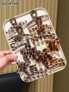 12pcs leopard hairpin-fashion trendsetter essential! Personality hawksbill pattern, stable grip design, daily travel & party modeling, the pursuit of unique style of women preferred! Hair Clip Set