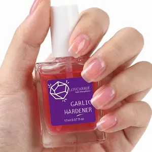 LOVCARRIE New Arrival Garlic Nail Hardener Pink Gel, Nail Care Solution, Calcium Enriched, Fast Dry Shiny and Glossy, No Heat Required, 17ml Nail Protection and Strengthener, Alcohol Free, Personal and Salon DIY Manicure, Protect Weak, Thin, Brittle Nails