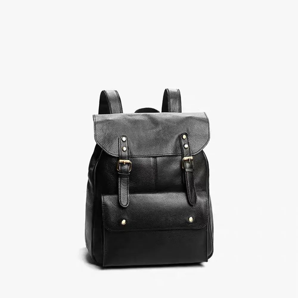 Black Leather Backpack | Buckle Detail | Kallistii