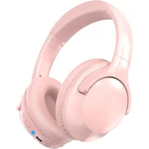 X-HPS13  Bluetooth Headphones Over Ear 68H Playtime 6 EQ Wireless Headset with Microphone HiFi Stereo Foldable Lightweight Deep Bass for Travel Home Office Cellphone Pink