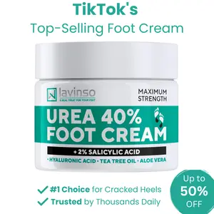 Lavinso 40% Urea Foot Cream - Fix Cracked Heels Fast | Hydrating Repair for Calluses, Rough Skin & Dry Feet Trusted Daily Moisturizer