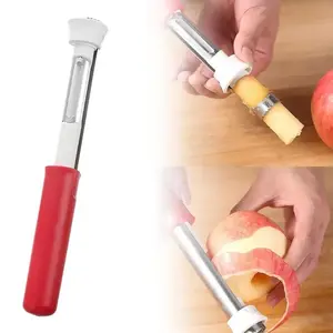 Two-In-One Apple Corer Peeler Slicer, Stainless Steel Fruit Core Remover, Apple Seed Remover, Kitchen Tool for Apples Pears Bell Peppers Cakes
