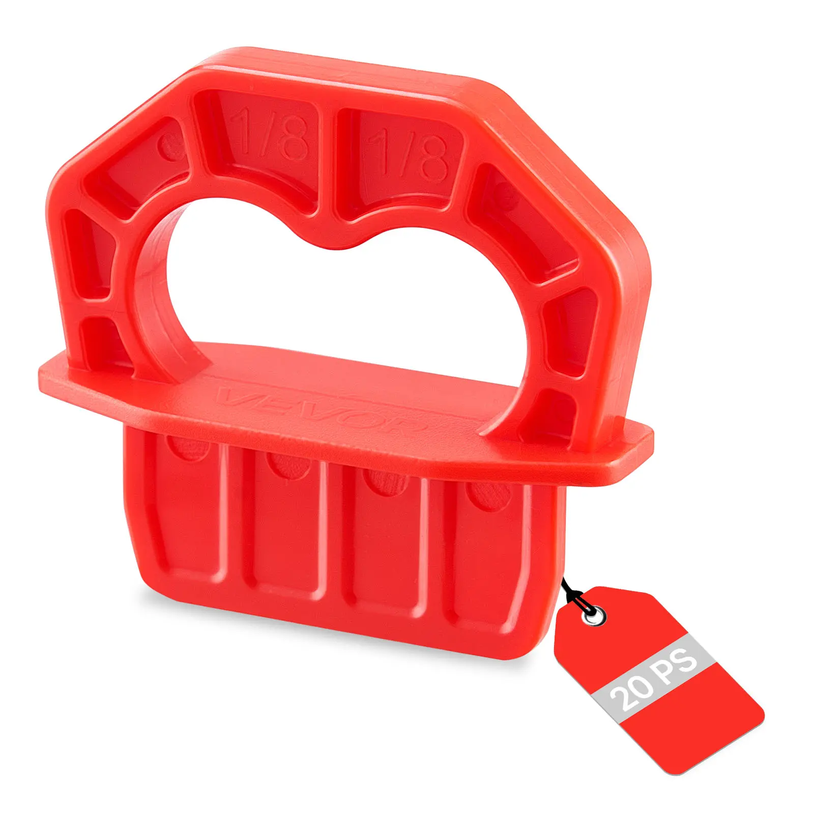 VEVOR 20-Pack 1/8 in Bright Red ABS Deck Board Spacers - Easy-Pull Gap Jig Rings for Quick Spotting, Hardware for Composite, PVC, Hardwood Planks