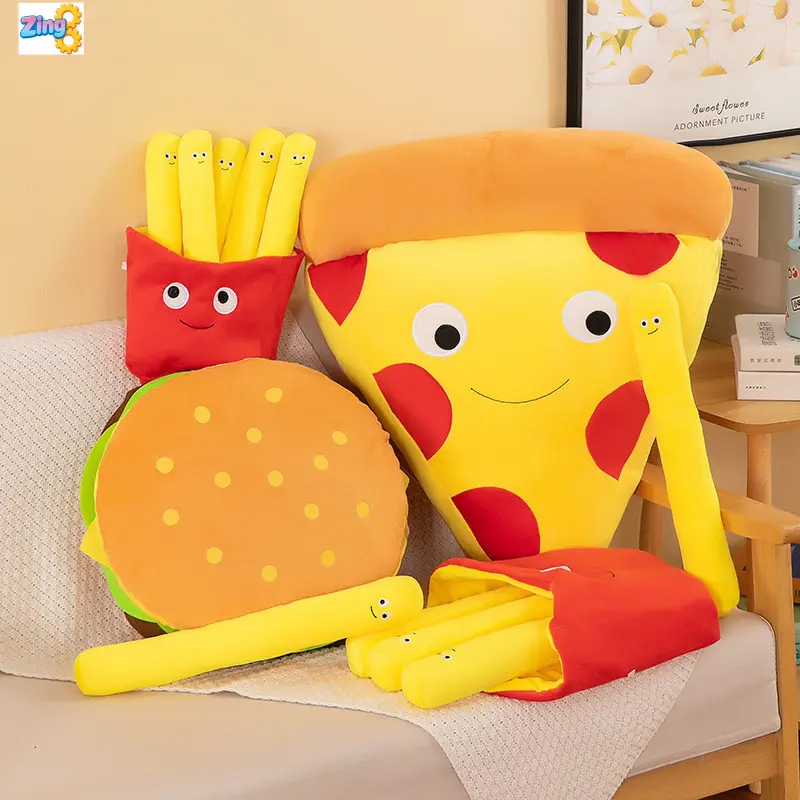2026 New Crystal Soft PP Cotton Food-Themed Stuffed Toy - 30cm/50cm Burger, Fries Plush Toy, Pizza Plush Pillow Cushion for 3+ Year-Olds, Child's Room Decoration Gift