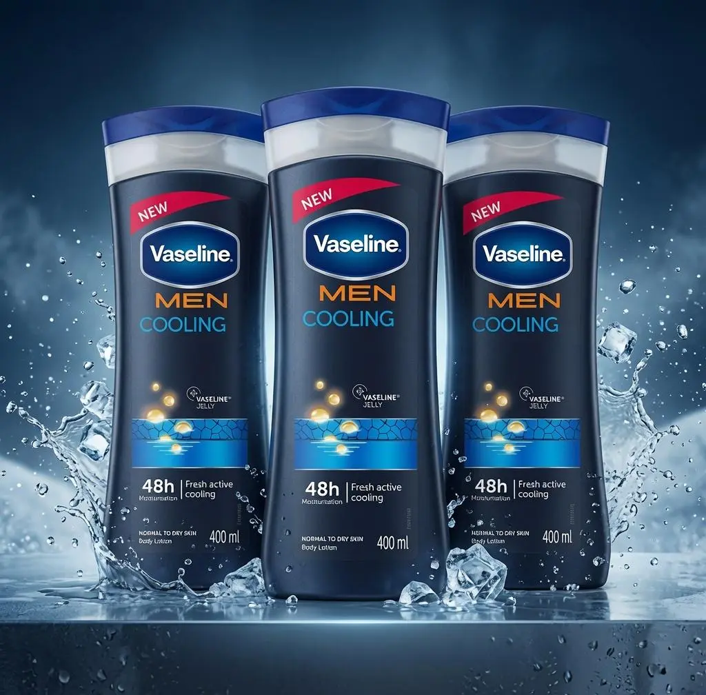 Vaseline Men Cooling Body Lotion 400ml - Refreshing Formula for Men's Skin Care Daily Body Moisturizing Body Care Pack