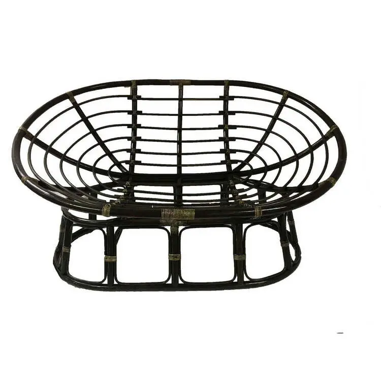 Maykoosh Double Papasan Chair, African Artistry Rattan Double Papasan Chair With Twill Cushion  Comfy Bohemian Style Chair With Rustic Rattan Frame In Walnut Finish