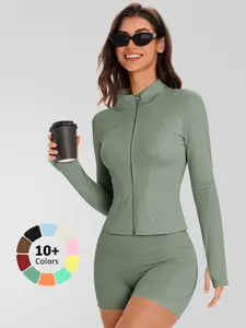 Women's Training Jacket and High-Waisted Shorts Set, Sports wear set, Sporty Slim-Fit, Quick-Dry, Solid Color, Yoga, Gym, Running, Casual Workout Clothes